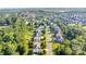 Aerial shot of a neighborhood featuring well-maintained homes, lush trees, and community streets at 1923 Caprington Dr, Fort Mill, SC 29707