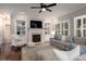 Cozy living room with fireplace, built-in bookshelves, and comfortable seating at 4225 Jasmin May Dr, Charlotte, NC 28226