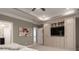 Main bedroom with a beautiful accent wall and lots of storage space with built-in cabinets at 4225 Jasmin May Dr, Charlotte, NC 28226