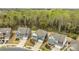 Beautiful aerial view of three two-story homes in a suburban neighborhood, each with well-manicured lawns at 5030 Lily Pond Cir, Waxhaw, NC 28173