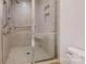 Modern bathroom featuring tiled walk-in shower with grab bars at 116 Jonas Dr, Lincolnton, NC 28092