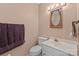 Compact bathroom featuring a toilet, vanity, and a framed oval mirror at 220 Gregory Rd, Salisbury, NC 28147