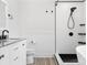 Bathroom featuring a walk-in tiled shower and granite vanity at 320 Allspice Rd, Fort Mill, SC 29708