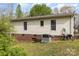 Home backyard with grass and a brick foundation at 410 E Lee Ave, Bessemer City, NC 28016