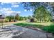 Well-maintained backyard featuring a brick shed and spacious lawn area at 4302 Ethel Sustar Dr, Monroe, NC 28110