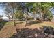 A view of the backyard with wooden retaining wall and multiple mature trees providing shade at 4515 Country Meadows Dr, Gastonia, NC 28056