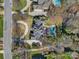 Aerial view of a large home with a pool, manicured landscaping, and a circular driveway at 1511 Churchill Downs Dr, Waxhaw, NC 28173