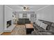 Comfortable living room with a white painted fireplace, neutral walls, and a ceiling fan at 2016 Monaghan Ct, Matthews, NC 28105