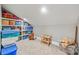 Finished attic with carpet, built in shelves, storage and room for activities at 232 Cromer St, Charlotte, NC 28208