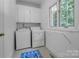 Bright laundry room features white appliances, storage cabinets, and a window for natural light at 3412 Country Club Dr, Gastonia, NC 28056