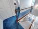 Inviting staircase with carpeted steps leads to upper level and bedrooms at 3412 Country Club Dr, Gastonia, NC 28056