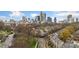 Scenic aerial view of the townhome community with the city skyline at 840 Garden District Dr, Charlotte, NC 28202