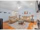 Cozy living room with vaulted ceilings, fireplace, and comfortable seating area at 8801 Oldenburg Dr, Mount Pleasant, NC 28124