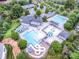 Aerial view highlighting the community pool, clubhouse, and recreation areas for residents' enjoyment at 1027 Brookline Dr, Huntersville, NC 28078