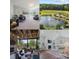 Collage of home features: home office, pond view, outdoor fireplace, and living room at 6398 Chimney Bluff Rd, Lancaster, SC 29720