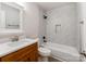 Updated bathroom with tiled shower and modern vanity at 570 Key West Ave, Kannapolis, NC 28081