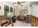 A lovely home office space showcases a vintage globe, and a wood desk with many drawers at 3004 Vernell Ln, Shelby, NC 28150
