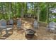 Outdoor firepit area with comfortable seating, set among trees for a relaxing gathering space at 121 Rhinehill Dr, Mooresville, NC 28117