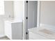 Bathroom featuring a modern white vanity and new fixtures, ready for personalization at 1432 Blackbird Dr, Clover, SC 29710