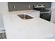 Detailed view of a modern kitchen countertop featuring elegant veining and a stainless steel sink at 1432 Blackbird Dr, Clover, SC 29710