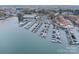 Wide aerial shot of a harbor with a large number of boats docked in the water at 18009 Kings Point Dr # C, Cornelius, NC 28031