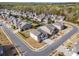 Aerial view of a neighborhood showcasing well-maintained homes, green lawns, and mature trees at 276 Annatto Way, Tega Cay, SC 29708