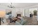 Cozy living room with a fireplace, comfortable seating, and an open layout at 4012 Cambridge Hill Ln, Charlotte, NC 28270