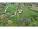 Wide aerial shot of the property's boundaries, home, pool, and surrounding greenery at 4205 New Town Rd, Waxhaw, NC 28173