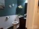 Charming half bathroom with elegant vanity, wainscoting, decorative turtles and a modern toilet at 7218 Alexander Farm Rd, Monroe, NC 28110