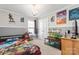 Bedroom with whimsical decor, neutral paint, and soft carpet, perfect for a or teen at 9113 Cinder Ln, Huntersville, NC 28078