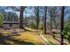 Backyard with green space featuring a storage shed, and fire pit area at 3407 14Th Sw Ave, Hickory, NC 28602