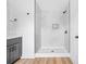 Bathroom featuring a marble shower and black fixtures at 506 Legrand St, Shelby, NC 28150