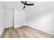 Bedroom with modern ceiling fan and two white doors at 506 Legrand St, Shelby, NC 28150