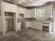 Unfinished kitchen featuring new white cabinets, countertop, and unfinished floors at 318 Stanback St, Mount Gilead, NC 27306