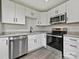 Modern kitchen with stainless steel appliances, granite countertops, white cabinets, and stylish black hardware at 3201 Decapolis Dr, Charlotte, NC 28215