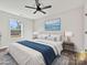 Charming main bedroom features blue bedding, soft natural light, and stylish decor for a comfortable retreat at 3201 Decapolis Dr, Charlotte, NC 28215