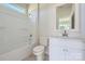 Bathroom featuring a bathtub/shower combination, white vanity, and tiled flooring at 3886 Horsham St, Indian Land, SC 29707