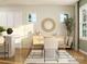Inviting dining area featuring natural light, woven chairs, and modern decor at 3886 Horsham St, Indian Land, SC 29707