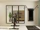 Modern exercise room with workout equipment, sleek black framed mirrors, and bright natural light at 3886 Horsham St, Indian Land, SC 29707