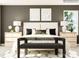 Comfortable bedroom with a bench, white bedding, and modern decor at 4104 Skyboat Cir, Fort Mill, SC 29715