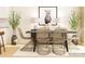 Stylish dining room with unique woven chairs, a dark wood table, and modern decor at 4203 Skyboat Cir, Fort Mill, SC 29715