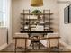 This home office features a stylish desk and chair, bookshelves, and lots of natural light at 4203 Skyboat Cir, Fort Mill, SC 29715