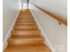 Bright stairway with wood steps and white risers, leading to an upper level at 938 Pinehaven Dr, New London, NC 28127