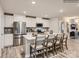 Modern kitchen with stainless steel appliances, quartz countertops, and seating for five at the island at 10014 Chatham Run Ln, Charlotte, NC 28262