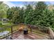 View from the deck of a well-maintained backyard featuring lush green trees at 16421 Breckshire Dr, Huntersville, NC 28078