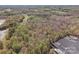 Aerial view showcases vast, wooded acreage adjacent to commercial property at 2018 Fox Creek Trl, Lincolnton, NC 28092