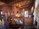 Wood-paneled dining area with vintage decor open to a kitchen with wooden countertops at 2018 Fox Creek Trl, Lincolnton, NC 28092