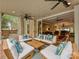 Inviting outdoor patio with comfortable seating, ceiling fans, and a view of the home's interior at 2132 Rolston Dr, Charlotte, NC 28207
