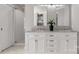 Elegant bathroom with double sinks, marble countertops, and a glass-enclosed shower at 22 Honeysuckle Ln, Clover, SC 29710