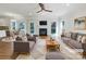 Bright living room featuring a fireplace, plush seating, and hardwood floors at 3711 Cole Mill Rd, Charlotte, NC 28270
